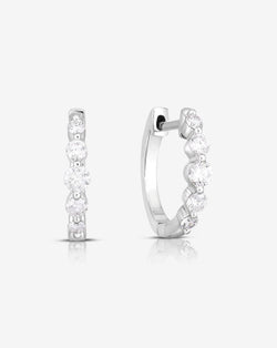 Ring Concierge Earrings 14k White Gold Graduated Single Prong Diamond Huggies
