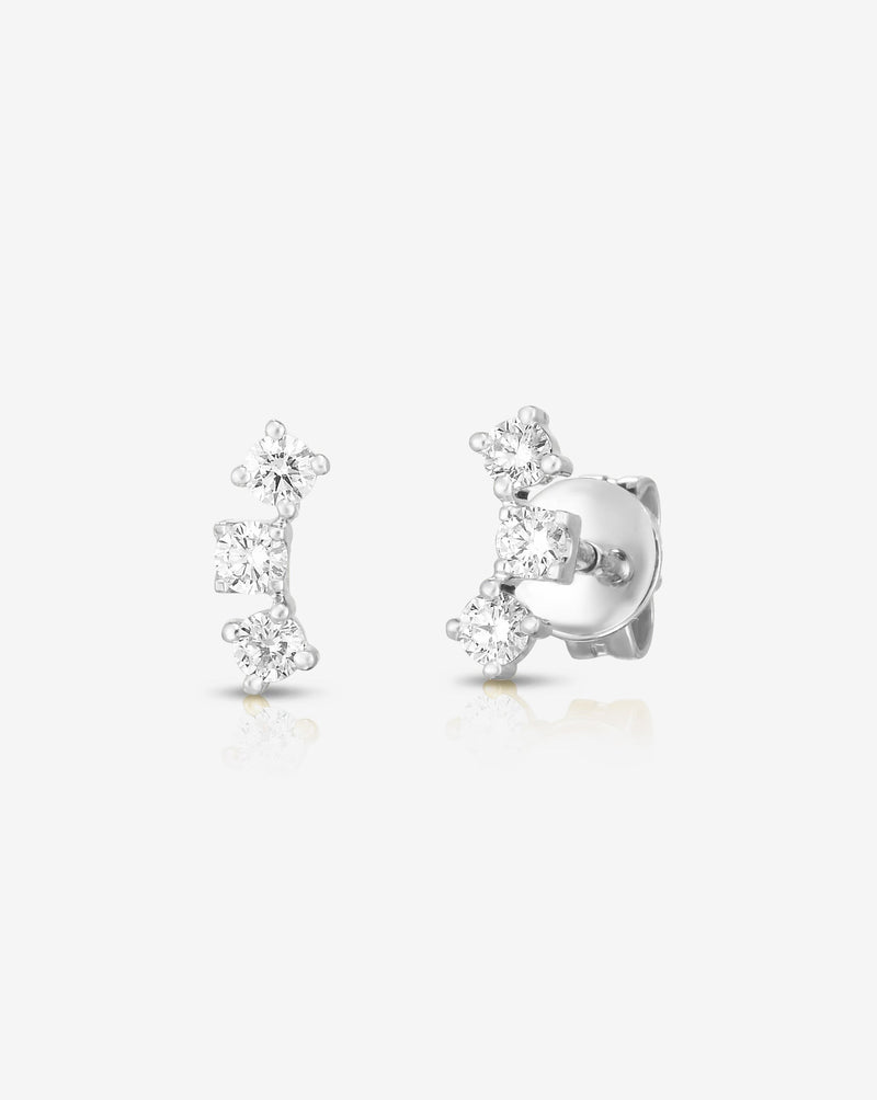 Ring Concierge Earrings 14k White Gold / Pair Curved Trio Studs