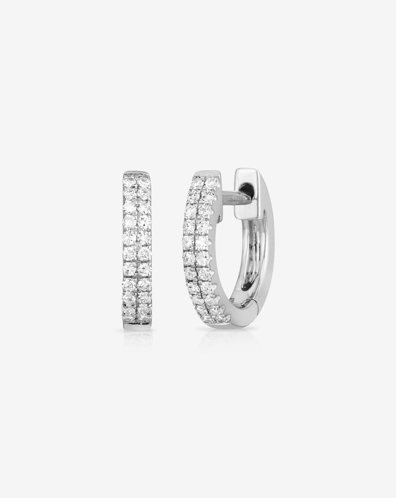 Ring Concierge 14k White Gold Pair of Petite Double Row Huggies