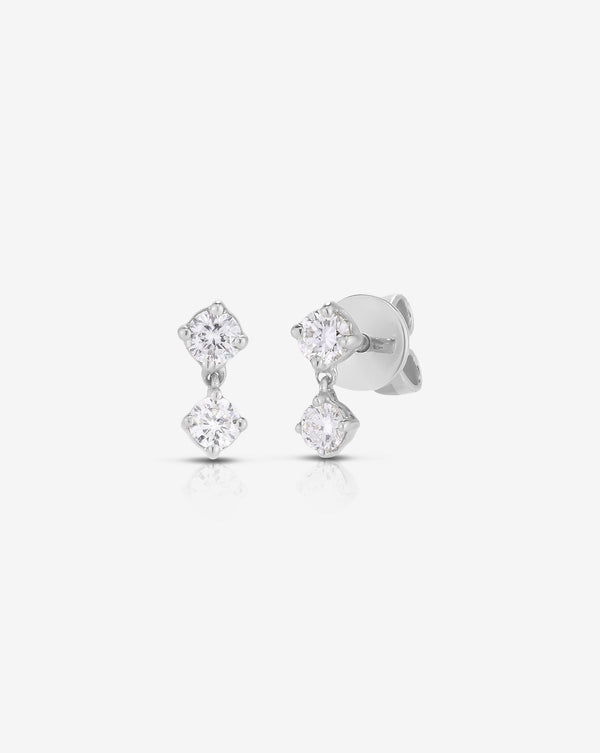 Ring Concierge Earrings 14k White Gold / Pair Round Duo Drop Studs