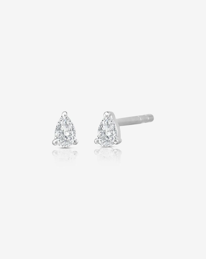 Mini Pear Diamond Threaded Flat Back Earring, .54GMS .2CT