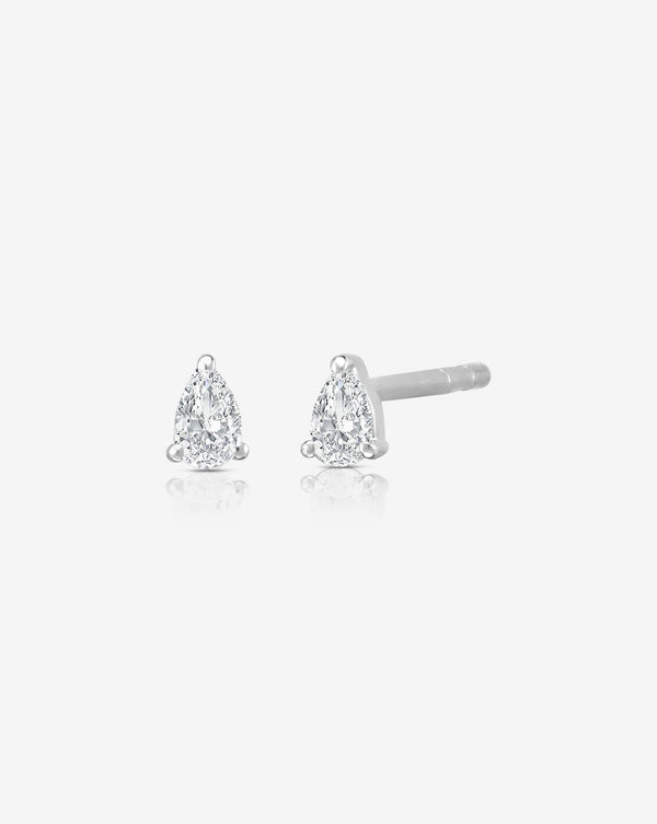 Ring Concierge Earrings 14k White Gold / Pair Tiny Pear Studs