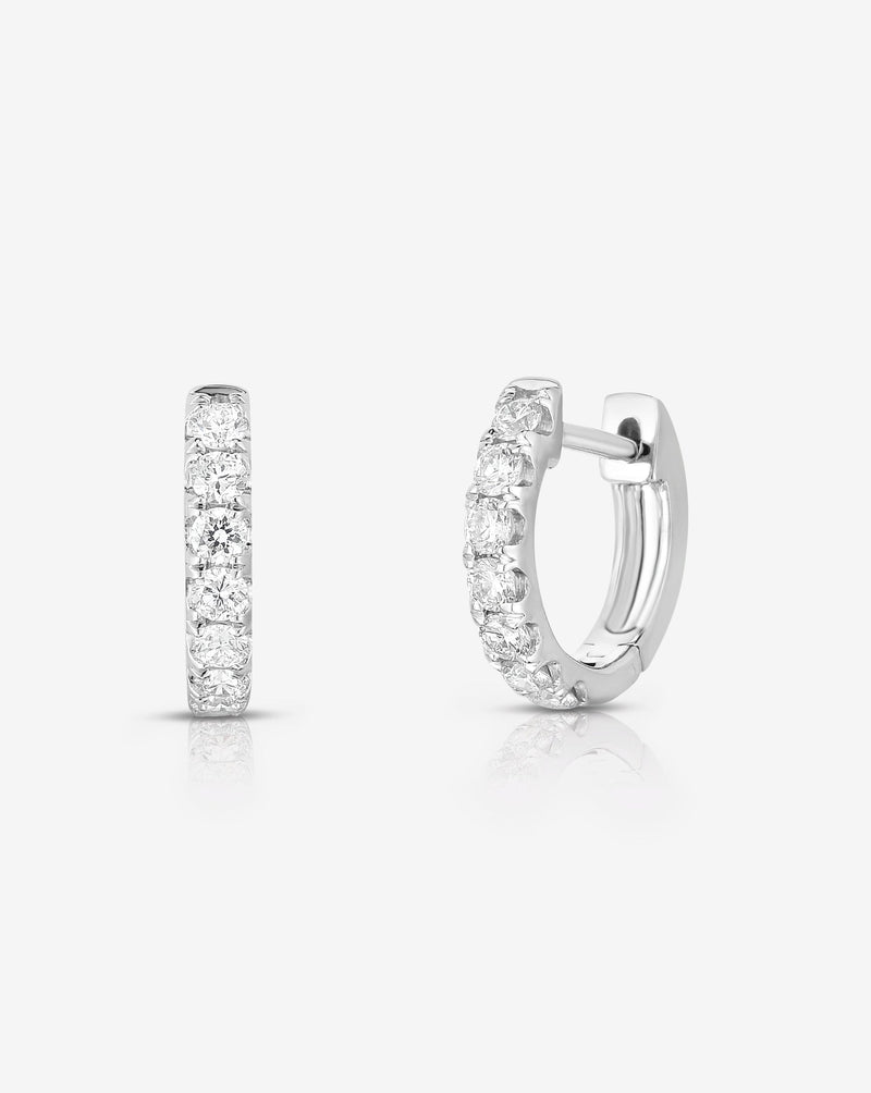 Ring Concierge Earrings 14k White Gold Petite Jumbo Diamond Huggies