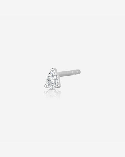 Ring Concierge Earrings 14k White Gold / Single Stud Tiny Pear Studs