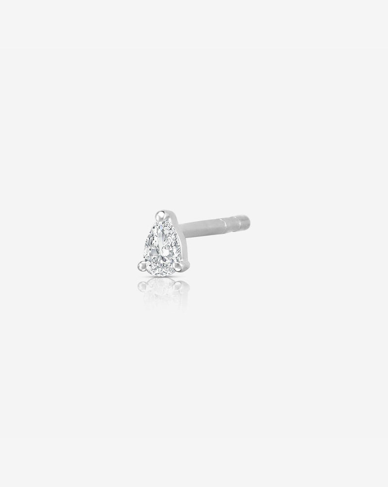 Ring Concierge Earrings 14k White Gold / Single Stud Tiny Pear Studs