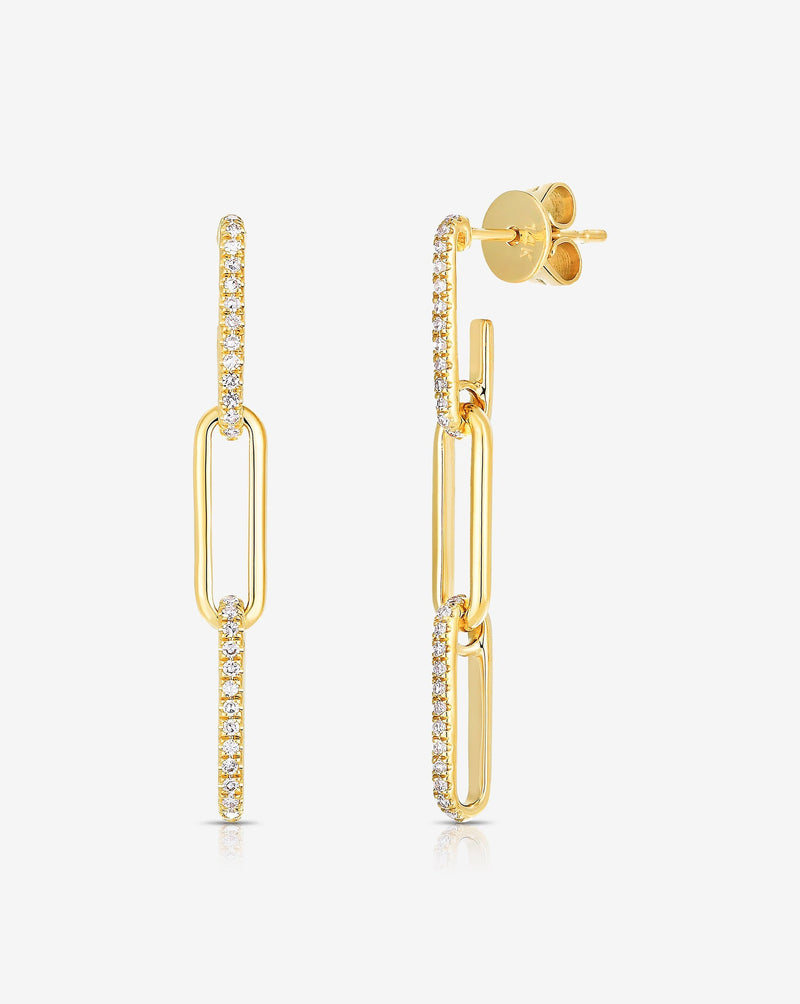 Ring Concierge Earrings 14k Yellow Gold Diamond Link Drop Earrings