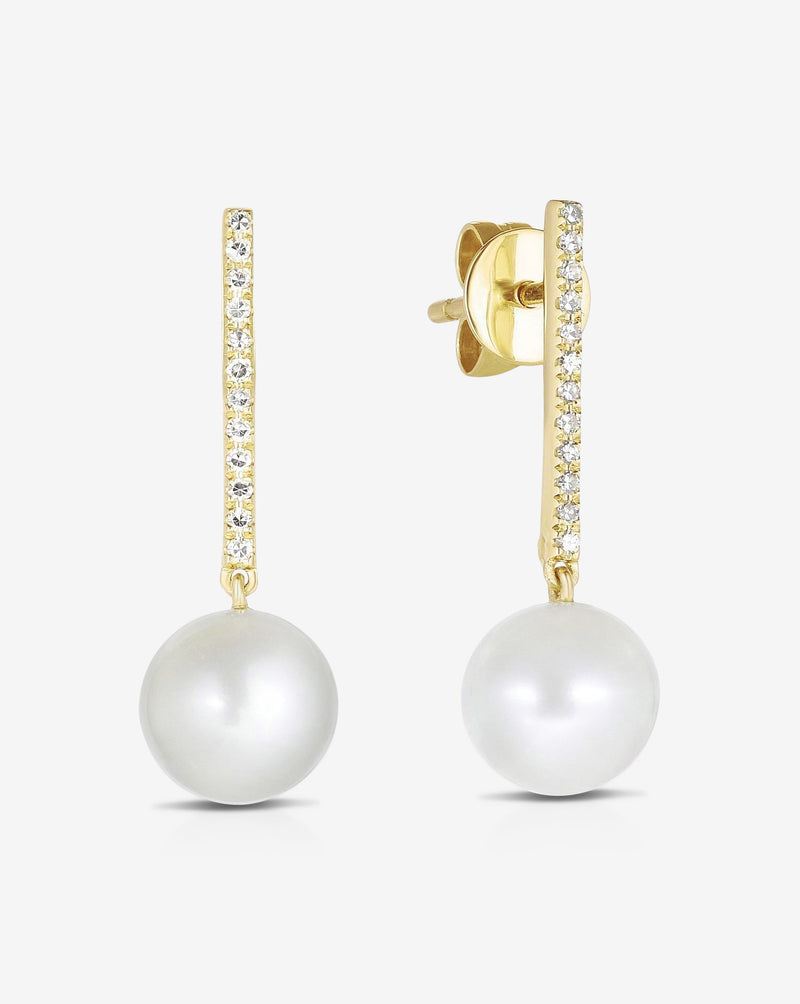 Ring Concierge Earrings 14k Yellow Gold Diamond + Pearl Drop Earrings