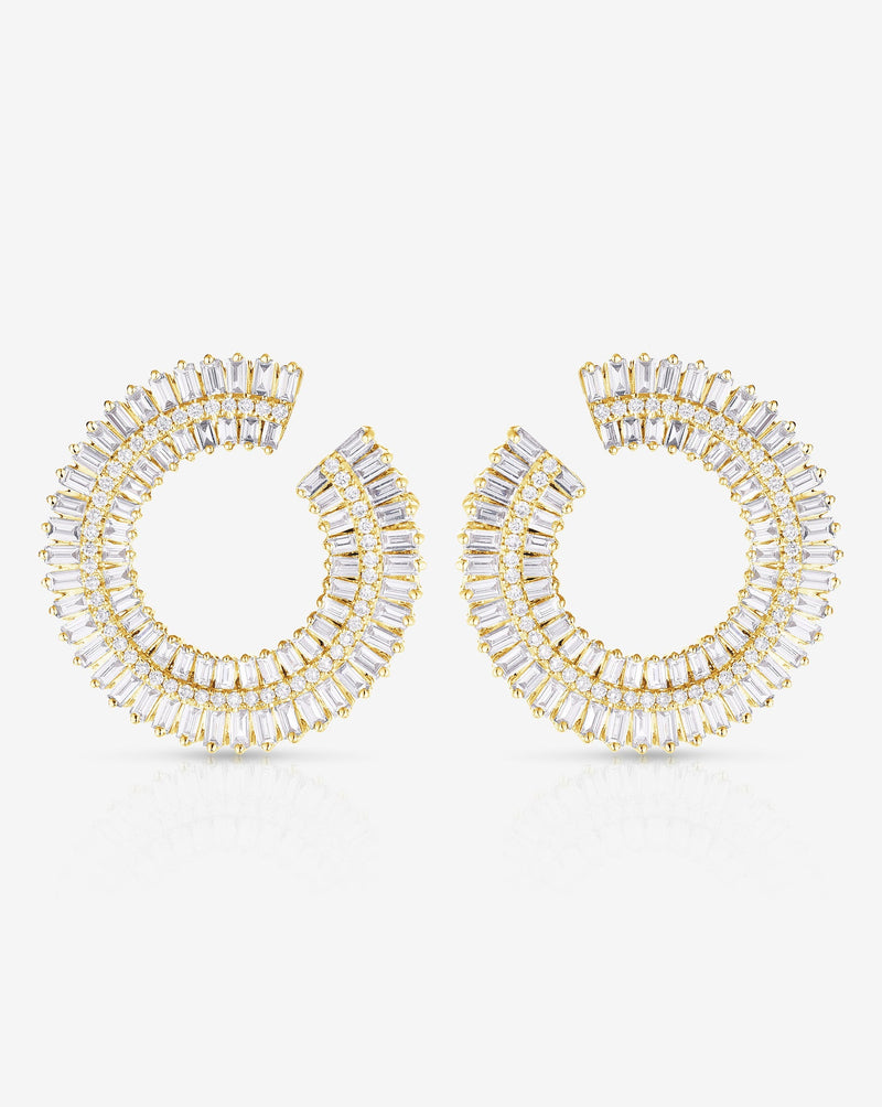 Ring Concierge Earrings 14k Yellow Gold Fanned Diamond Statement Earrings