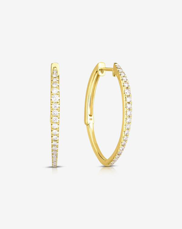 Ring Concierge Earrings 14k Yellow Gold Graduated Marquise Diamond Hoops