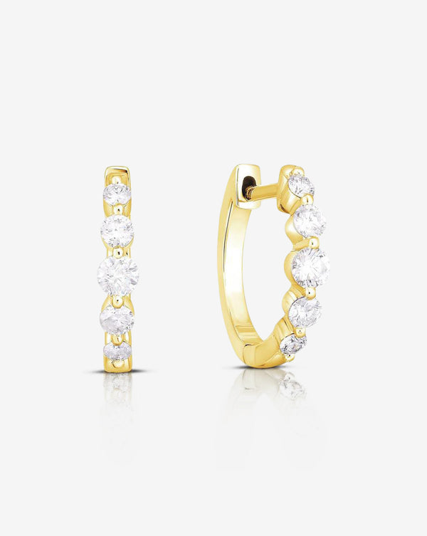 Ring Concierge Earrings 14k Yellow Gold Graduated Single Prong Diamond Huggies
