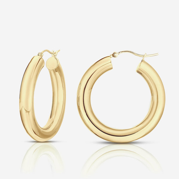 14K Gold Hoop Earrings, Medium Gold Hoops, Solid Gold Hoops 14K Gold / 20mm