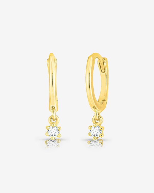 Ring Concierge Earrings 14k Yellow Gold / Pair Diamond Drop Huggies