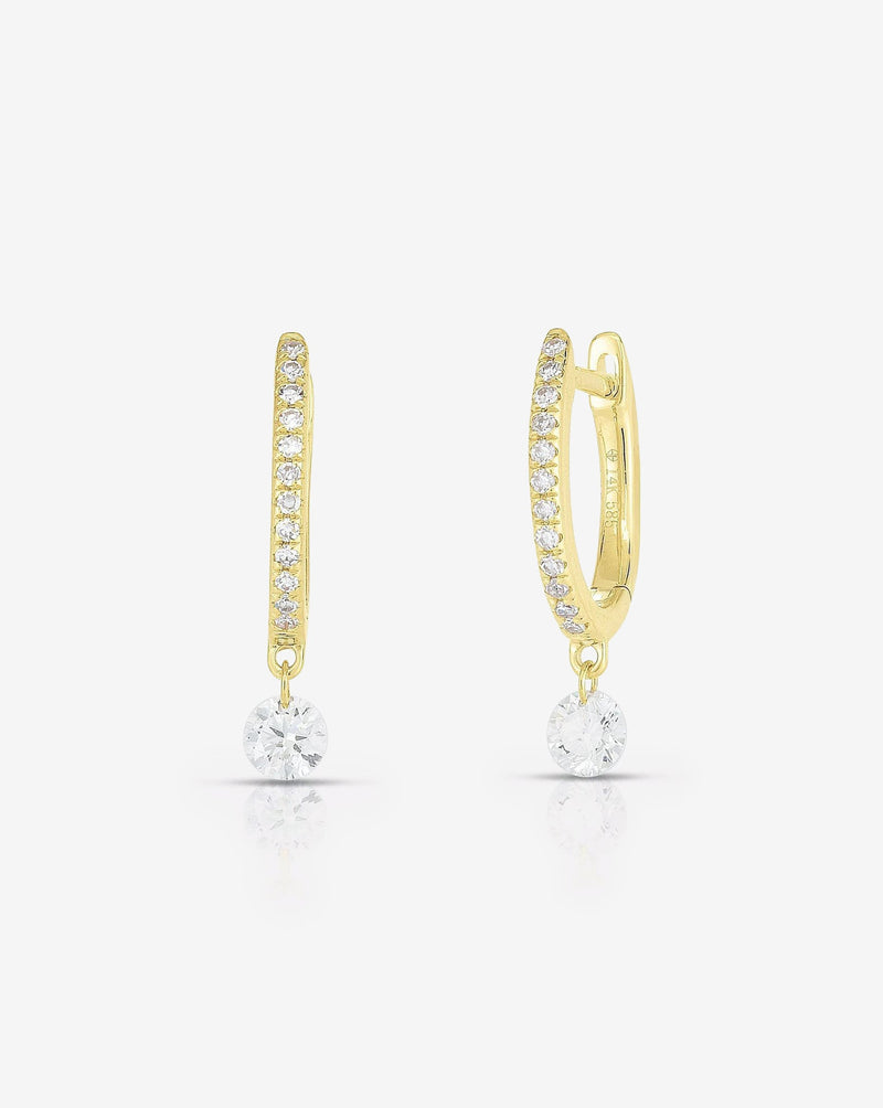 Ring Concierge 14k Yellow Gold Pair of Pavé + Round Diamond Drop Huggies