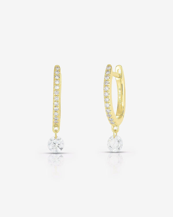 Ring Concierge Earrings 14k Yellow Gold / Pair Pavé + Round Diamond Drop Huggies