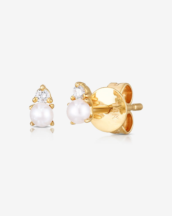 Ring Concierge Earrings 14k Yellow Gold / Pair Pearl Studs