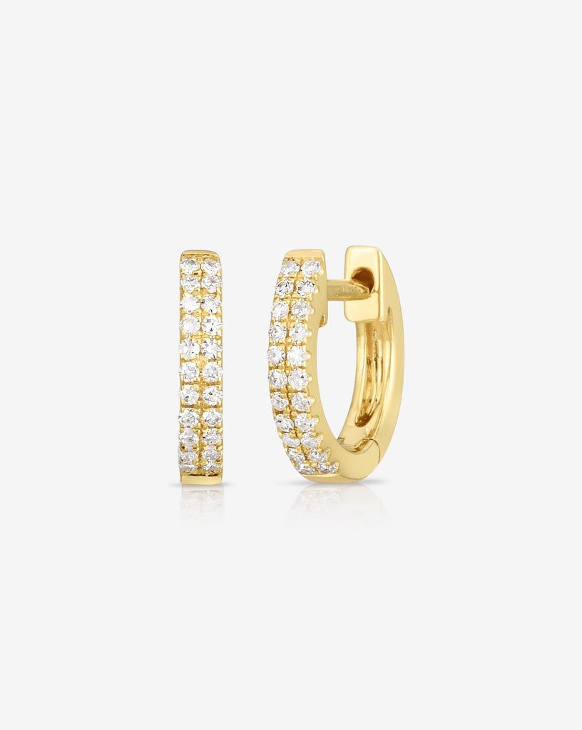 14K Yellow Gold Double Huggie Diamond Earrings