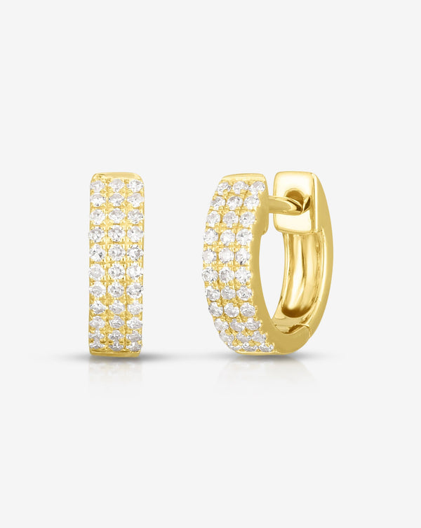 Ring Concierge Earrings 14k Yellow Gold / Pair Petite Triple Row Huggies