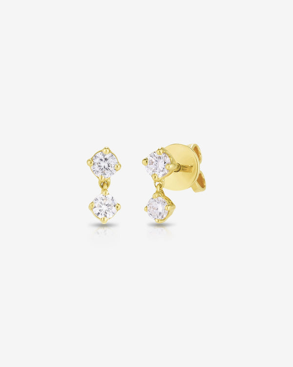 Ring Concierge Earrings 14k Yellow Gold / Pair Round Duo Drop Studs