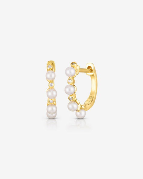 Pearl + Diamond Huggies – Ring Concierge