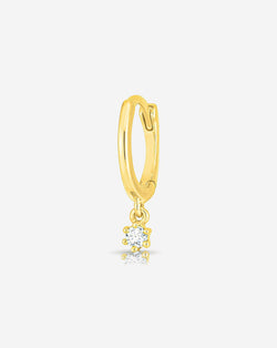 14k Yellow Gold Single Diamond Drop Huggies