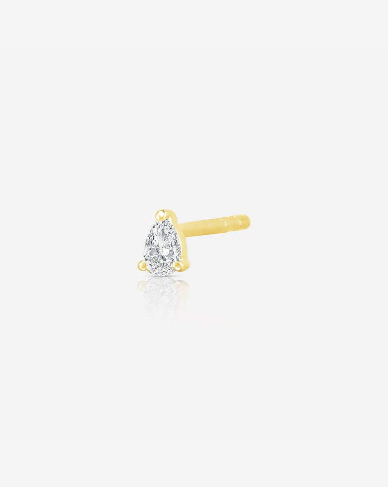 Ring Concierge Earrings 14k Yellow Gold / Single Stud Tiny Pear Studs