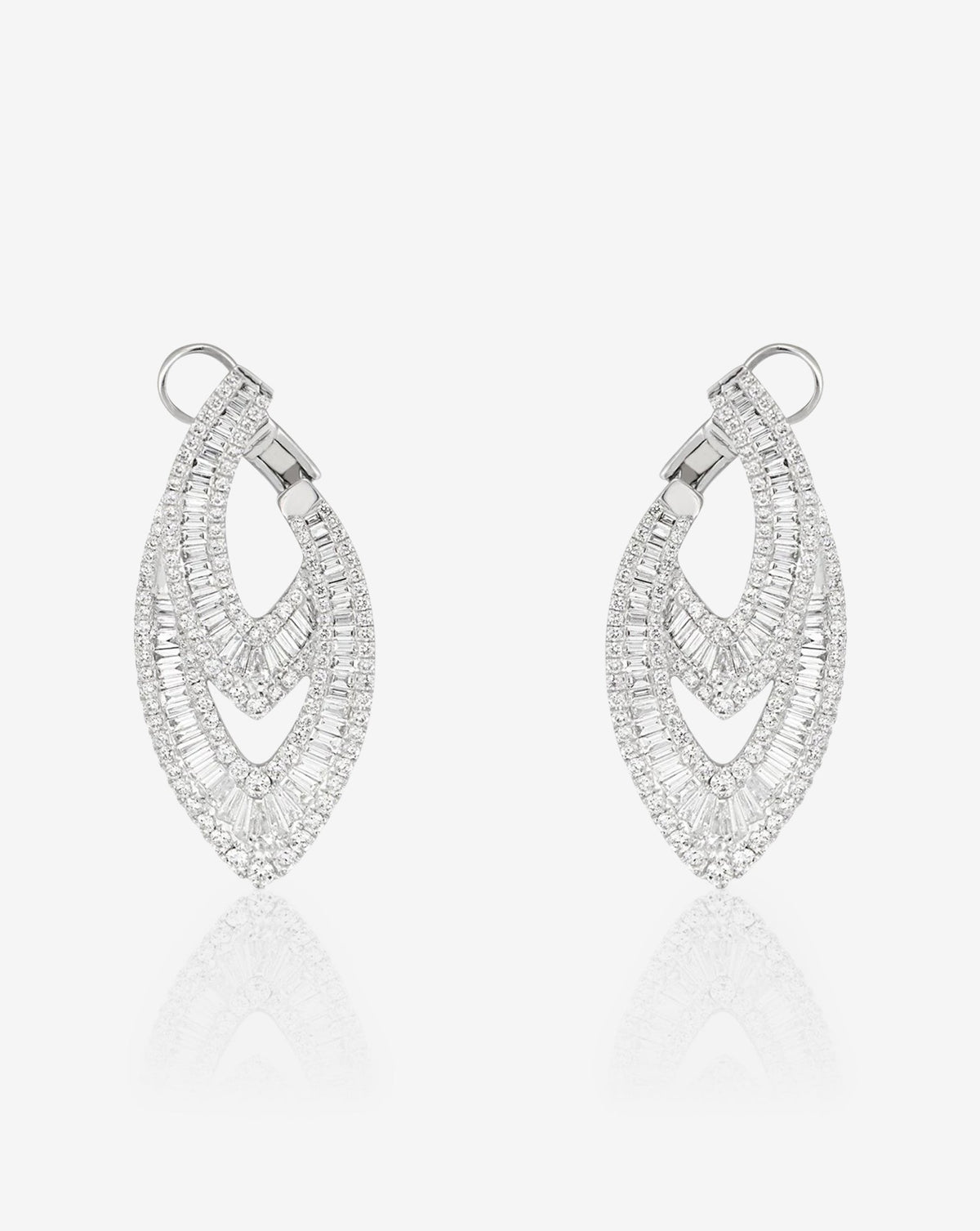 Ring Concierge Earrings Art Deco Earrings in 14K White Gold