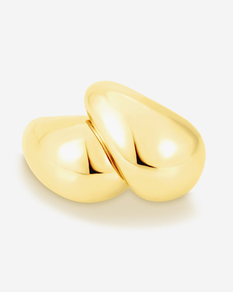 Ring Concierge Earrings Bold Cloud Statement Earrings yellow gold - 2 earrings stacked on top