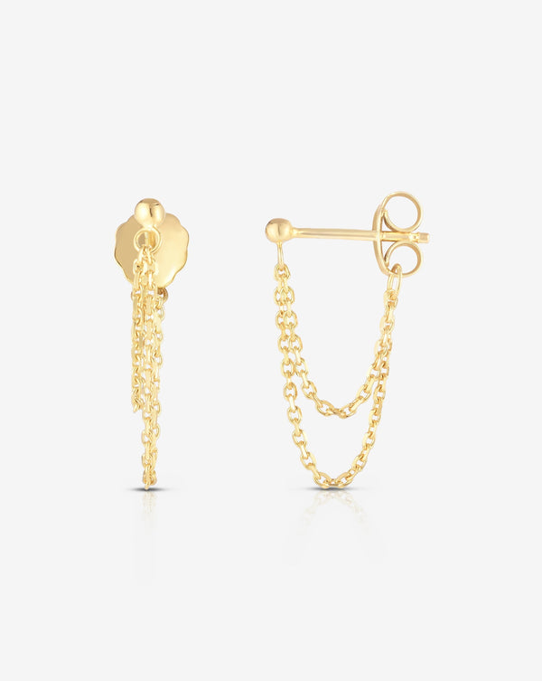 Ring Concierge Earrings Double Chain Front to Back Studs