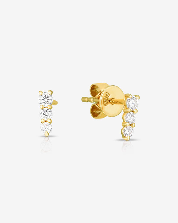 Ring Concierge Earrings Graduated Diamond Studs pair 14k yellow gold