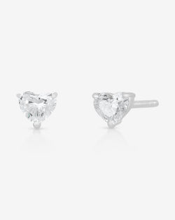 Ring Concierge Earrings Heart / 14k White Gold Half Carat Mixed Shapes Diamond Studs