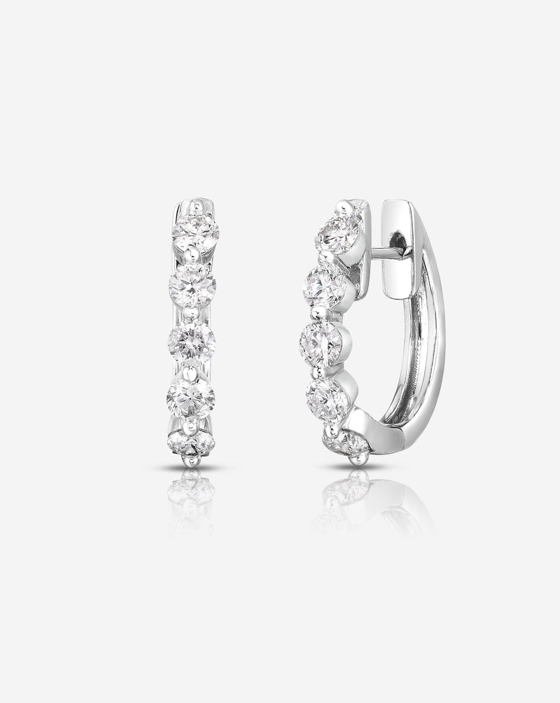 Ring Concierge Earrings Multiway Single Prong Diamond Statement Earrings in 14K White Gold - Huggies pieces