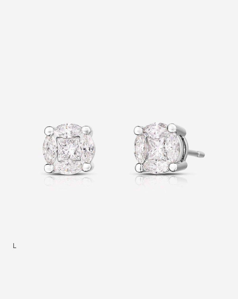 Ring Concierge Earrings Round Illusion Diamond Studs size l