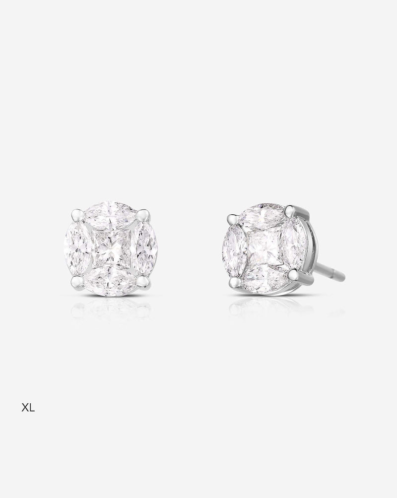 Ring Concierge Earrings Round Illusion Diamond Studs size xl