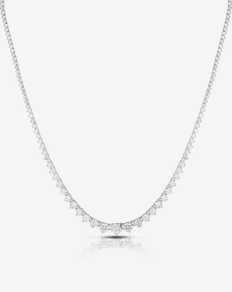 Ring Concierge White Gold Graduated Diamond Tennis Necklace; approx. 12 ct