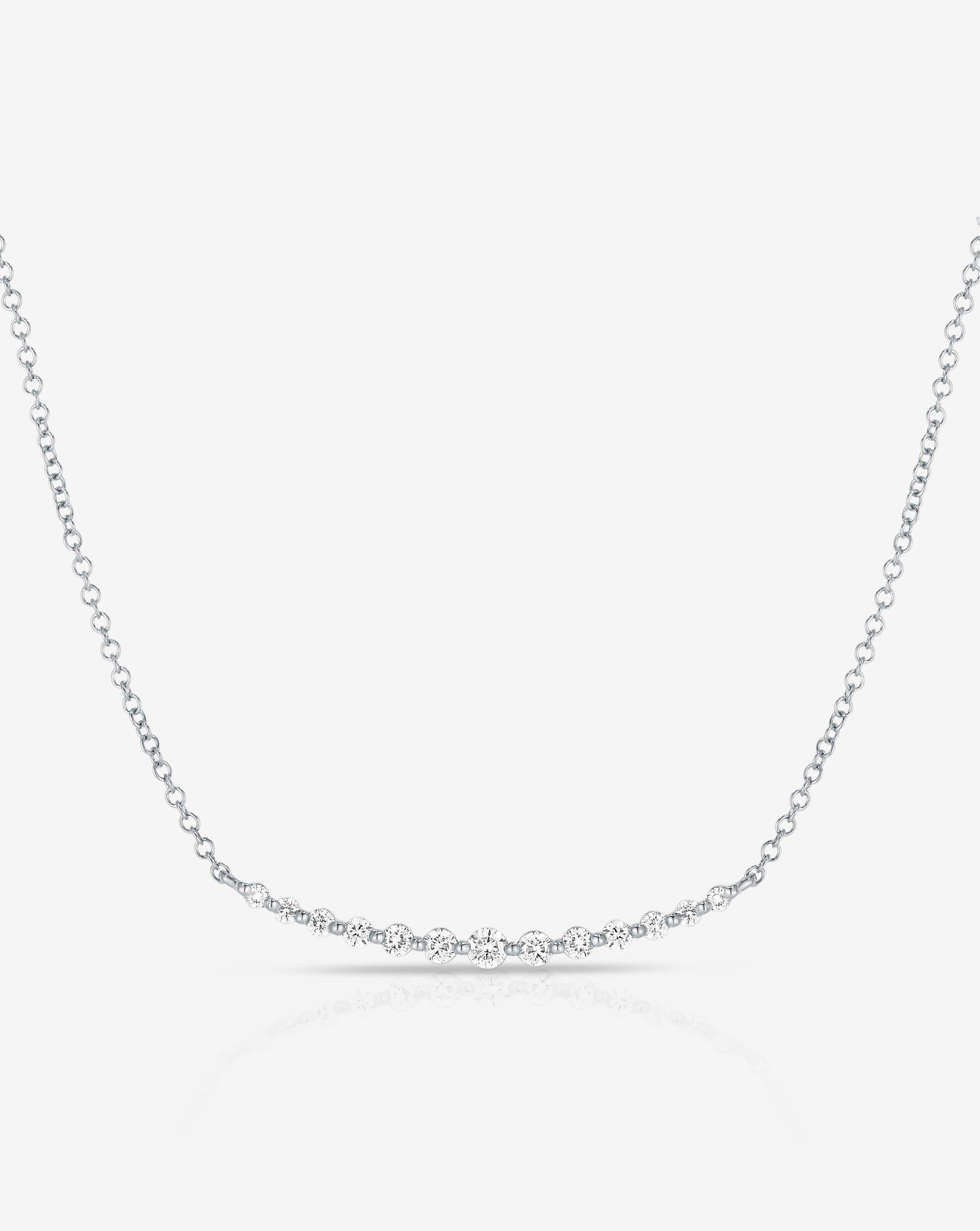 Graduated Single Prong Diamond Necklace 14K Yellow Gold