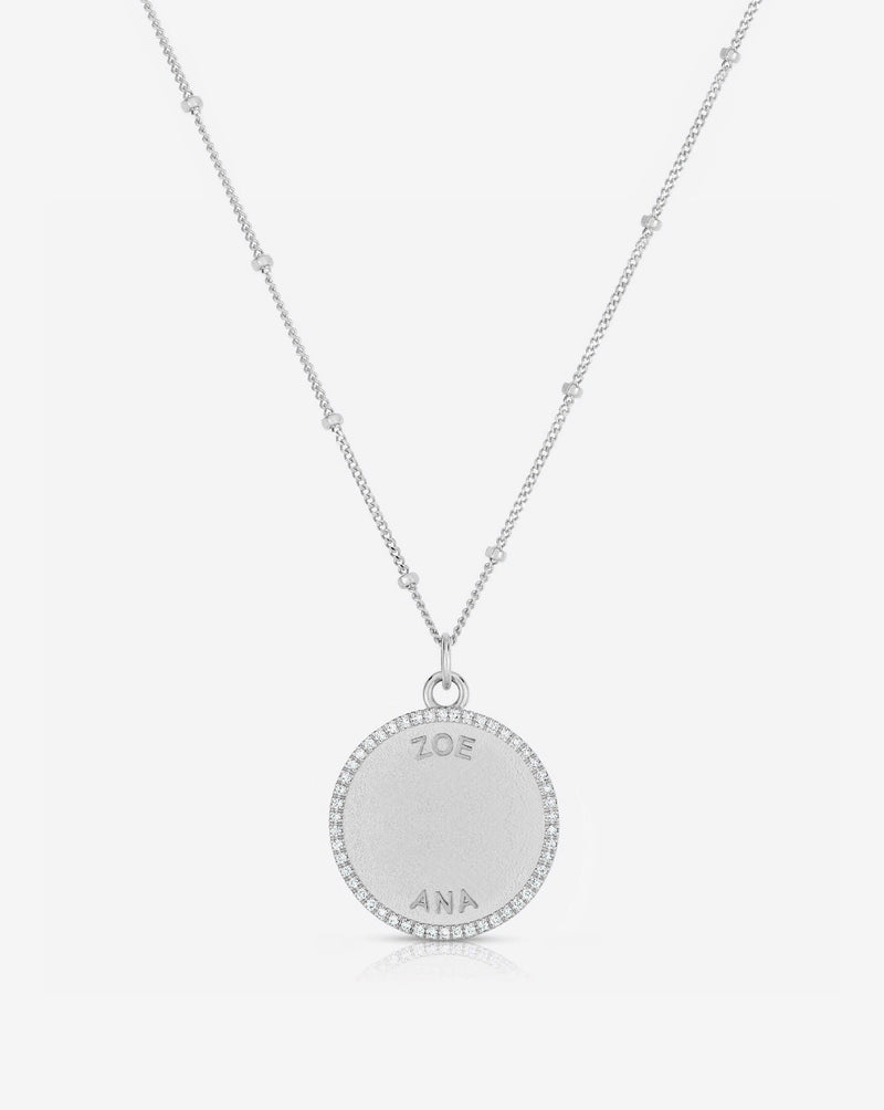 Ring Concierge Necklaces 14k White Gold Personalized Medallion Necklace