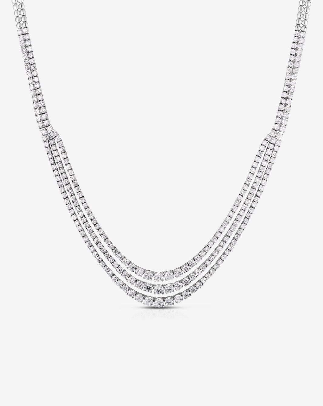 Ring Concierge Necklaces 14k White Gold Triple Row Graduated Diamond Tennis Necklace