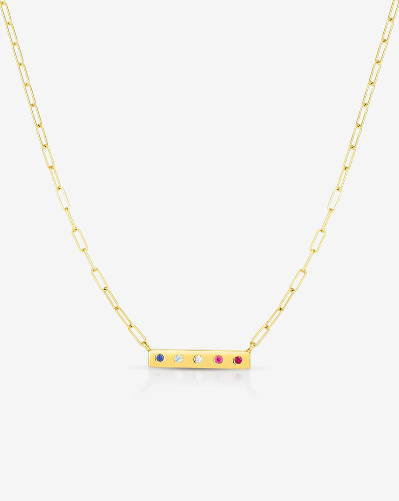 Me & You Initial Birthstone Bar Necklace - Charm Bear