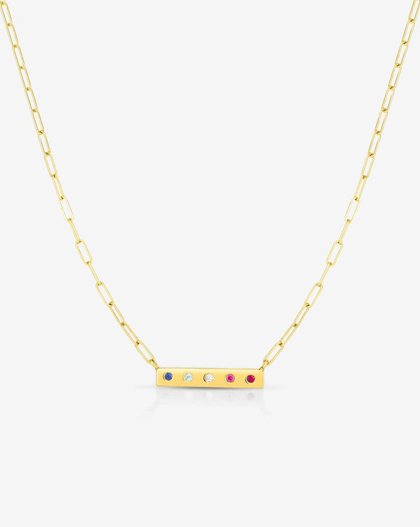 Ring Concierge Necklaces 14k Yellow Gold / 5 Inlay Birthstone Bar Necklace 