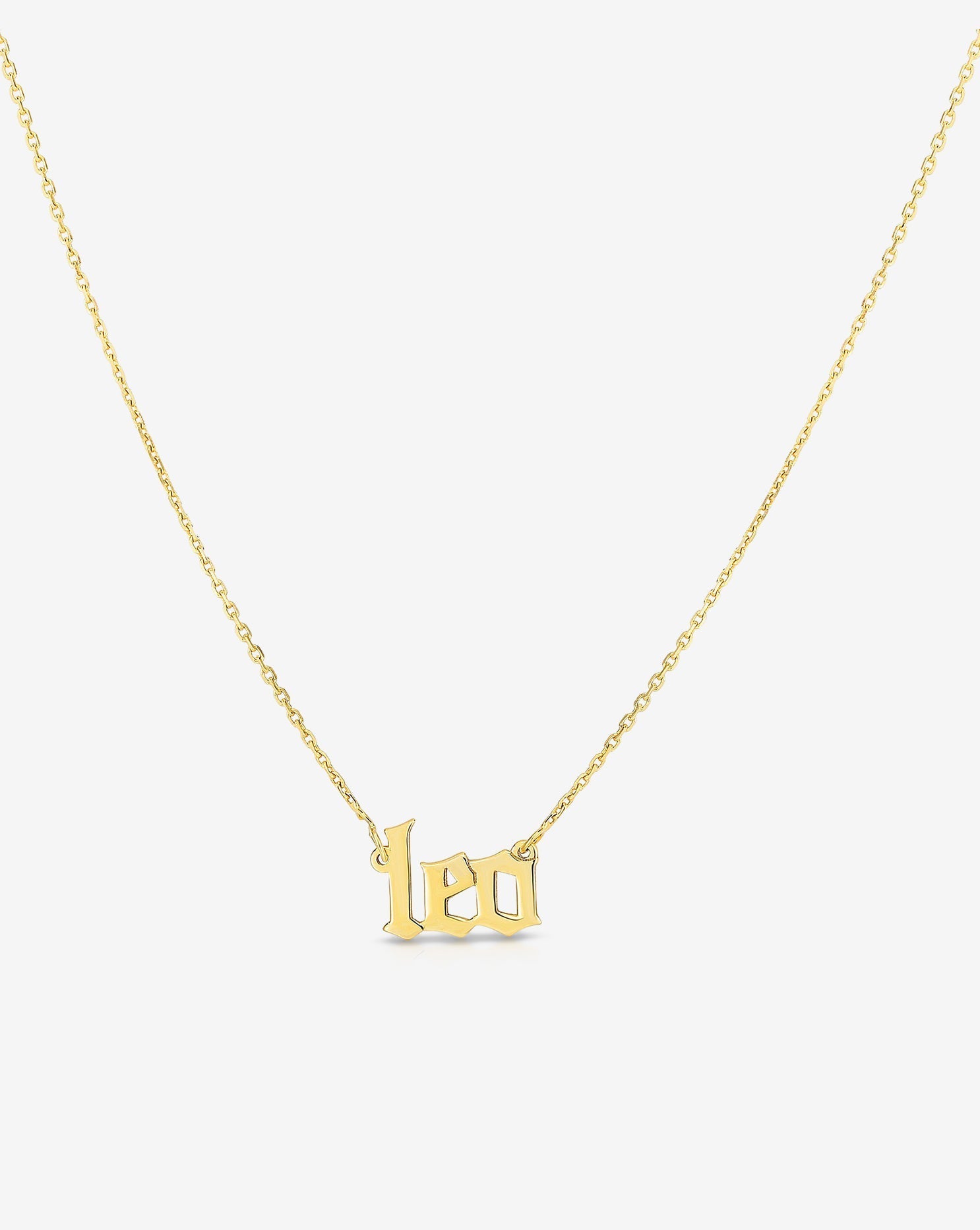 Ring Concierge Necklaces 14k Yellow Gold / 5 mm / Horizontal Personalized Gothic Letter Necklace - leo example
