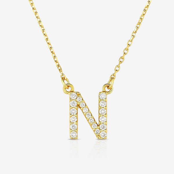 Diamond Letter A Pendant Necklace in 14k Yellow Gold