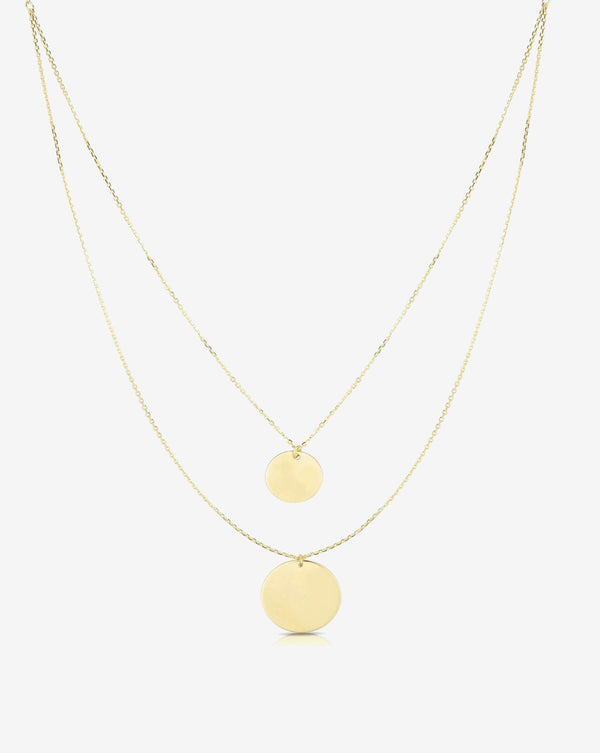 Ring Concierge Necklaces 14k Yellow Gold Engravable Coin Duo Necklace- 14K YG flat detail image
