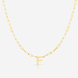 Ring Concierge Necklaces 14k Yellow Gold / F Block Initial + Link Chain Necklace