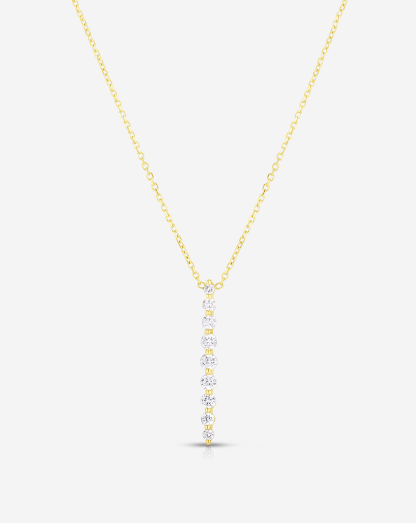 Ring Concierge Necklaces 14k Yellow Gold Vertical Graduated Single Prong Diamond Necklace