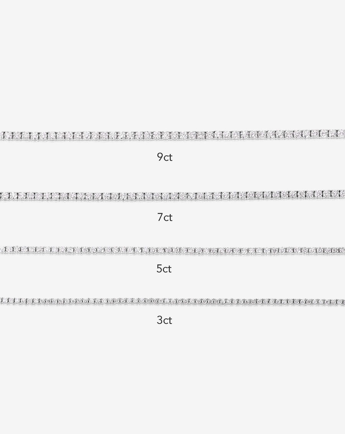 Ring Concierge Necklaces Classic Diamond Tennis Necklace comparing the 3ct, 5ct, 7ct and 9ct GLOBAL