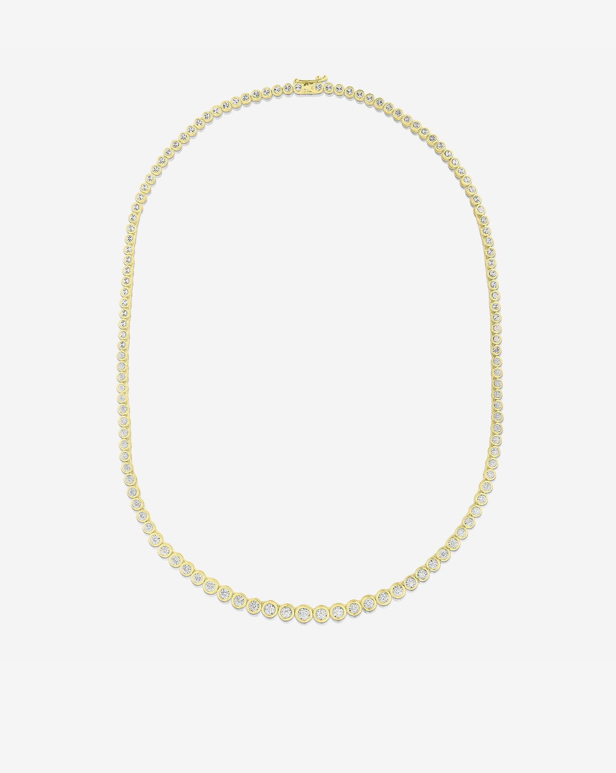 Ring Concierge Necklace Graduated Bezel Diamond Tennis Necklace 14k yellow gold