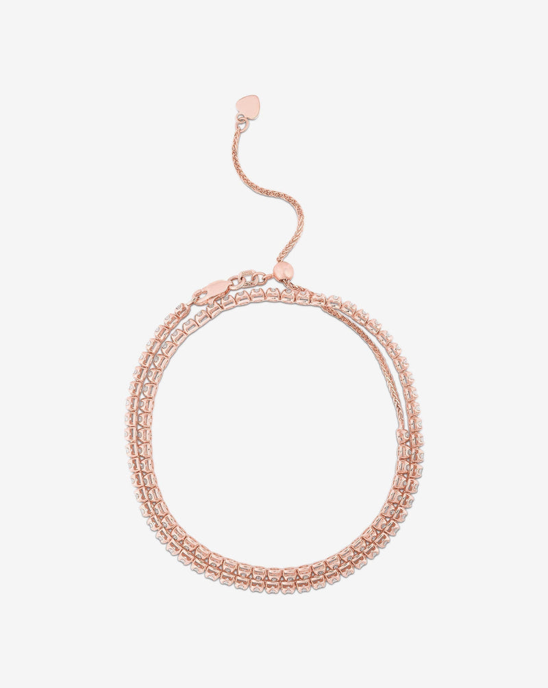 Ring Concierg Multiway Tennis Necklace + Double Wrap Bracelet 14k rose gold