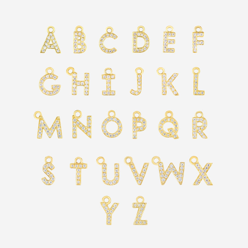 Ring Concierge Necklaces Pearl + Pavé Initial Choker in 14K Yellow Gold showing Letters A-Z