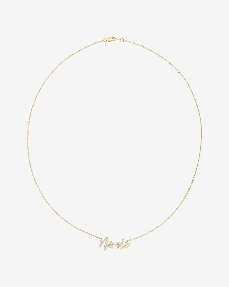 Ring Concierge Necklaces Personalized Diamond Script Name Necklace in 14K Yellow Gold