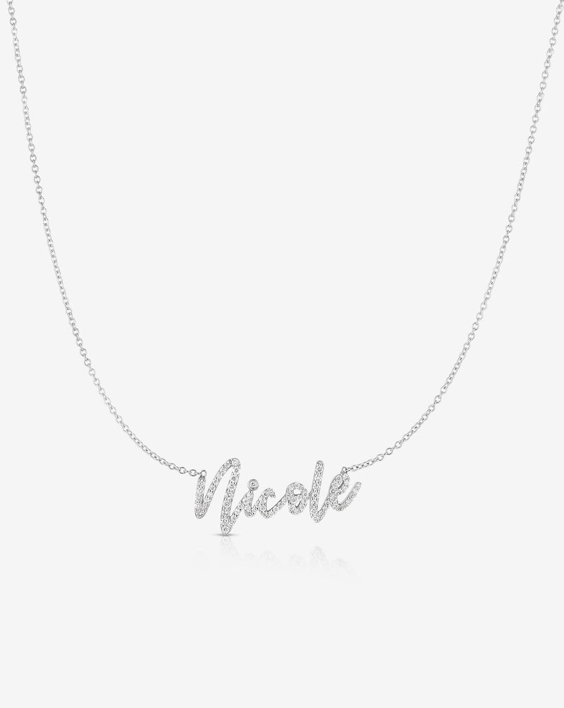 Ring Concierge Necklaces Personalized Diamond Script Name Necklace in 14K White Gold